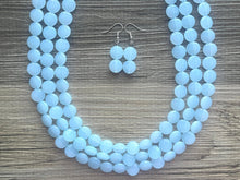 Load image into Gallery viewer, Baby Blue Beaded Statement Necklace, beaded jewelry, sky light blue jewelry, baby blue beaded necklace, blue earrings necklace, chunky
