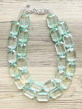 Load image into Gallery viewer, Ice Mint Big Beaded Statement Necklace, beaded jewelry, pink beaded necklace, light green necklace chunky beaded bib earrings