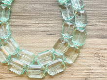 Load image into Gallery viewer, Ice Mint Big Beaded Statement Necklace, beaded jewelry, pink beaded necklace, light green necklace chunky beaded bib earrings