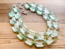 Load image into Gallery viewer, Ice Mint Big Beaded Statement Necklace, beaded jewelry, pink beaded necklace, light green necklace chunky beaded bib earrings