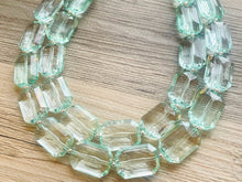 Load image into Gallery viewer, Ice Mint Big Beaded Statement Necklace, beaded jewelry, pink beaded necklace, light green necklace chunky beaded bib earrings