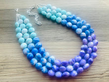 Load image into Gallery viewer, Livi’s Favorite Statement Necklace, Royal Blue Purple Aqua Swirl, Chunky Statement Jewelry, blue ombré jewelry turquoise white