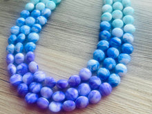Load image into Gallery viewer, Livi’s Favorite Statement Necklace, Royal Blue Purple Aqua Swirl, Chunky Statement Jewelry, blue ombré jewelry turquoise white