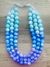 Load image into Gallery viewer, Livi’s Favorite Statement Necklace, Royal Blue Purple Aqua Swirl, Chunky Statement Jewelry, blue ombré jewelry turquoise white