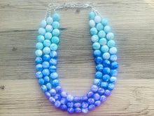 Load image into Gallery viewer, Livi’s Favorite Statement Necklace, Royal Blue Purple Aqua Swirl, Chunky Statement Jewelry, blue ombré jewelry turquoise white