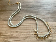 Load image into Gallery viewer, Green & Gold beaded long statement Necklace, Green jewelry chunky bib mint green beaded