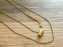 Load image into Gallery viewer, Vintage Gold & Gemstone Beaded long necklace, shiny beaded statement necklace, everyday metal chunky layering necklace