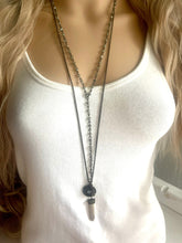 Load image into Gallery viewer, Vintage Gold & Beaded long necklace, shiny beaded statement necklace, everyday metal chunky layering necklace bronze