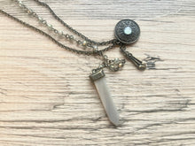 Load image into Gallery viewer, Vintage Gold & Beaded long necklace, shiny beaded statement necklace, everyday metal chunky layering necklace bronze