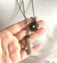 Load image into Gallery viewer, Vintage Gold & Beaded long necklace, shiny beaded statement necklace, everyday metal chunky layering necklace bronze