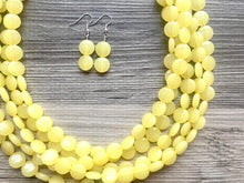 Load image into Gallery viewer, But a Dream Statement Necklace, chunky bib beaded jewelry, yellow color block wedding bridesmaid acrylic bib jewelry yellow 5 strand