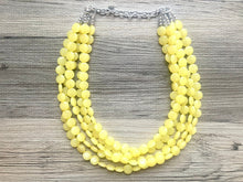 Load image into Gallery viewer, But a Dream Statement Necklace, chunky bib beaded jewelry, yellow color block wedding bridesmaid acrylic bib jewelry yellow 5 strand
