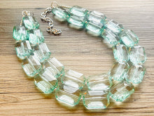 Load image into Gallery viewer, Ice Mint Big Beaded Statement Necklace, beaded jewelry, pink beaded necklace, light green necklace chunky beaded bib earrings