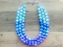 Load image into Gallery viewer, Livi’s Favorite Statement Necklace, Royal Blue Purple Aqua Swirl, Chunky Statement Jewelry, blue ombré jewelry turquoise white