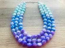 Load image into Gallery viewer, Livi’s Favorite Statement Necklace, Royal Blue Purple Aqua Swirl, Chunky Statement Jewelry, blue ombré jewelry turquoise white