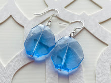 Load image into Gallery viewer, Beauty Beach Necklace, multi strand jewelry, big beaded chunky statement necklace, blue clear resin chambray, navy wood bridesmaid earrings