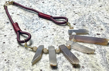 Load image into Gallery viewer, GemStone Chunky Statement Necklace, black necklace, gemstone necklace, long gem jewelry, beaded necklace, maroon stone spiky jewelry glass