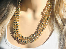 Load image into Gallery viewer, Gold Shiny Mirror Beaded necklace, champagne beaded statement necklace, everyday metal chunky layering studded gold 2 strand