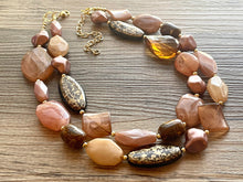 Load image into Gallery viewer, Fall Coffee chunky necklace, brown beaded jewelry, resin beaded Mocha necklace, brown beaded necklace, cinnamon necklace tan champagne