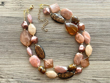 Load image into Gallery viewer, Fall Coffee chunky necklace, brown beaded jewelry, resin beaded Mocha necklace, brown beaded necklace, cinnamon necklace tan champagne