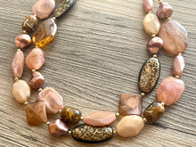 Load image into Gallery viewer, Fall Coffee chunky necklace, brown beaded jewelry, resin beaded Mocha necklace, brown beaded necklace, cinnamon necklace tan champagne