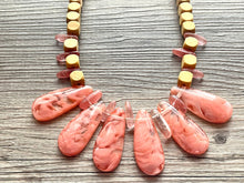 Load image into Gallery viewer, Pink Triple Strand Big Beaded Statement Necklace, pink Jewelry, wood beaded necklace, pink bridesmaid necklace jewelry blush magenta