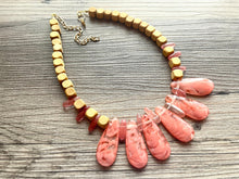 Load image into Gallery viewer, Pink Triple Strand Big Beaded Statement Necklace, pink Jewelry, wood beaded necklace, pink bridesmaid necklace jewelry blush magenta