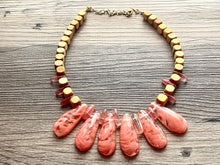 Load image into Gallery viewer, Pink Triple Strand Big Beaded Statement Necklace, pink Jewelry, wood beaded necklace, pink bridesmaid necklace jewelry blush magenta