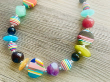 Load image into Gallery viewer, Colorful Contrast Beaded Necklace, Colorful Jewelry, Chunky statement necklace, big beaded necklace, rainbow jewelry, gay pride black white