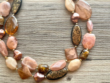 Load image into Gallery viewer, Fall Coffee chunky necklace, brown beaded jewelry, resin beaded Mocha necklace, brown beaded necklace, cinnamon necklace tan champagne