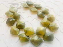 Load image into Gallery viewer, Olive Green Chunky Statement Necklace, Big beaded jewelry, double Strand Statement Necklace, Bib necklace, green bridesmaid wedding