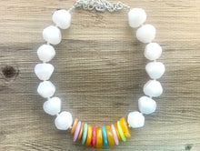 Load image into Gallery viewer, Colorful Contrast Beaded Necklace, Colorful Jewelry, Chunky statement necklace, big beaded necklace, rainbow jewelry, gay pride marigold