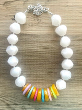 Load image into Gallery viewer, Colorful Contrast Beaded Necklace, Colorful Jewelry, Chunky statement necklace, big beaded necklace, rainbow jewelry, gay pride marigold