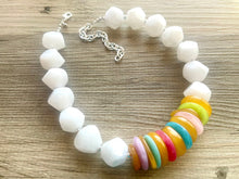 Load image into Gallery viewer, Colorful Contrast Beaded Necklace, Colorful Jewelry, Chunky statement necklace, big beaded necklace, rainbow jewelry, gay pride marigold