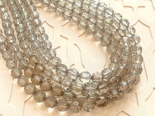 Load image into Gallery viewer, Light Gray Chunky Statement Necklace, Big beaded jewelry, Gray 5 Strand Statement Necklace, Bib necklace winter resin cream