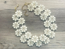 Load image into Gallery viewer, Gold Flower Child chunky statement necklace, big beaded jewelry, gifts for women bib jewelry Multi-Strand metallic gold painted statement