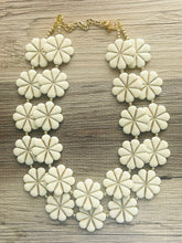 Load image into Gallery viewer, Gold Flower Child chunky statement necklace, big beaded jewelry, gifts for women bib jewelry Multi-Strand metallic gold painted statement