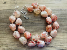 Load image into Gallery viewer, White & Red Swirl Shortcake Soirée, Chunky 2 Strand Statement Necklace, maroon jewelry, dark red necklace, gray glitter resin jewelry