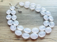 Load image into Gallery viewer, Cloudy with a Chance White Statement jewelry set, Chunky Beaded Necklace, white Jewelry Necklace beaded, white and silver necklace