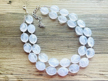 Load image into Gallery viewer, Cloudy with a Chance White Statement jewelry set, Chunky Beaded Necklace, white Jewelry Necklace beaded, white and silver necklace
