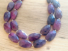 Load image into Gallery viewer, Purple & Blue Ombré beaded statement chunky necklace, blue jewelry, blue and purple, dark blue necklace, statement necklace, purple necklace