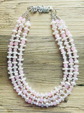 Load image into Gallery viewer, Blush Pink + Cream Statement Chunky Beaded Necklace, pink Jewelry, Spring Jewelry Necklace, light pink Necklace, baby light pink geometric