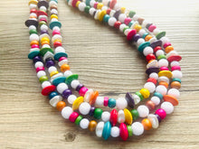 Load image into Gallery viewer, Light Spectrum Beaded Necklace, Colorful Jewelry, Chunky statement necklace, big beaded necklace, rainbow jewelry, gay pride wood bead