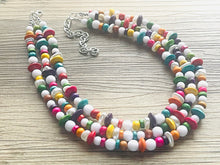Load image into Gallery viewer, Light Spectrum Beaded Necklace, Colorful Jewelry, Chunky statement necklace, big beaded necklace, rainbow jewelry, gay pride wood bead