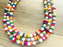Load image into Gallery viewer, Light Spectrum Beaded Necklace, Colorful Jewelry, Chunky statement necklace, big beaded necklace, rainbow jewelry, gay pride wood bead