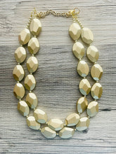 Load image into Gallery viewer, Golden Coast Chunky Statement Necklace, 2 Strand Gold Matte Necklace nugget jewelry, earrings set, gold beaded bib