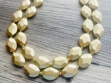 Load image into Gallery viewer, Golden Coast Chunky Statement Necklace, 2 Strand Gold Matte Necklace nugget jewelry, earrings set, gold beaded bib