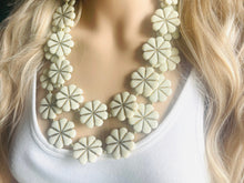Load image into Gallery viewer, Gold Flower Child chunky statement necklace, big beaded jewelry, gifts for women bib jewelry Multi-Strand metallic gold painted statement