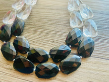 Load image into Gallery viewer, Black & Clear Resin Necklace, multi strand jewelry, big beaded chunky statement necklace, black necklace, bridesmaid necklace, bib necklace