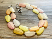 Load image into Gallery viewer, Sugar Cookie Sunset Statement Necklace, chunky bib beaded jewelry, cream blush orange white necklace, cream acrylic jewelry collar neutral